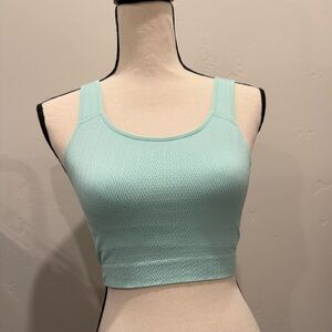Women's Mint Green Cropped Tank Top With Built In Bra.